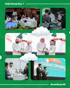 Rangkuman kegiatan Saudi University Expo 2025 hari pertama (Day-1), termasuk sesi diskusi dan booth pendaftaran